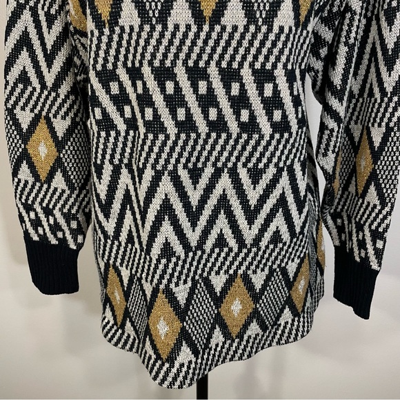 Vintage Diane Von Furstenberg Metallic Abstract Print Knit Sweater Size Large - Picture 4 of 11